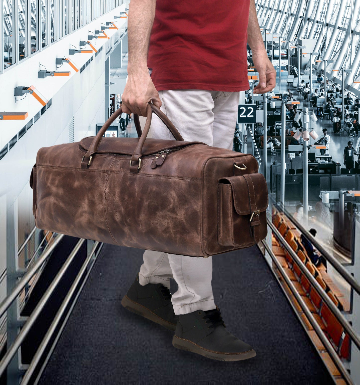 Brown Leather Duffle