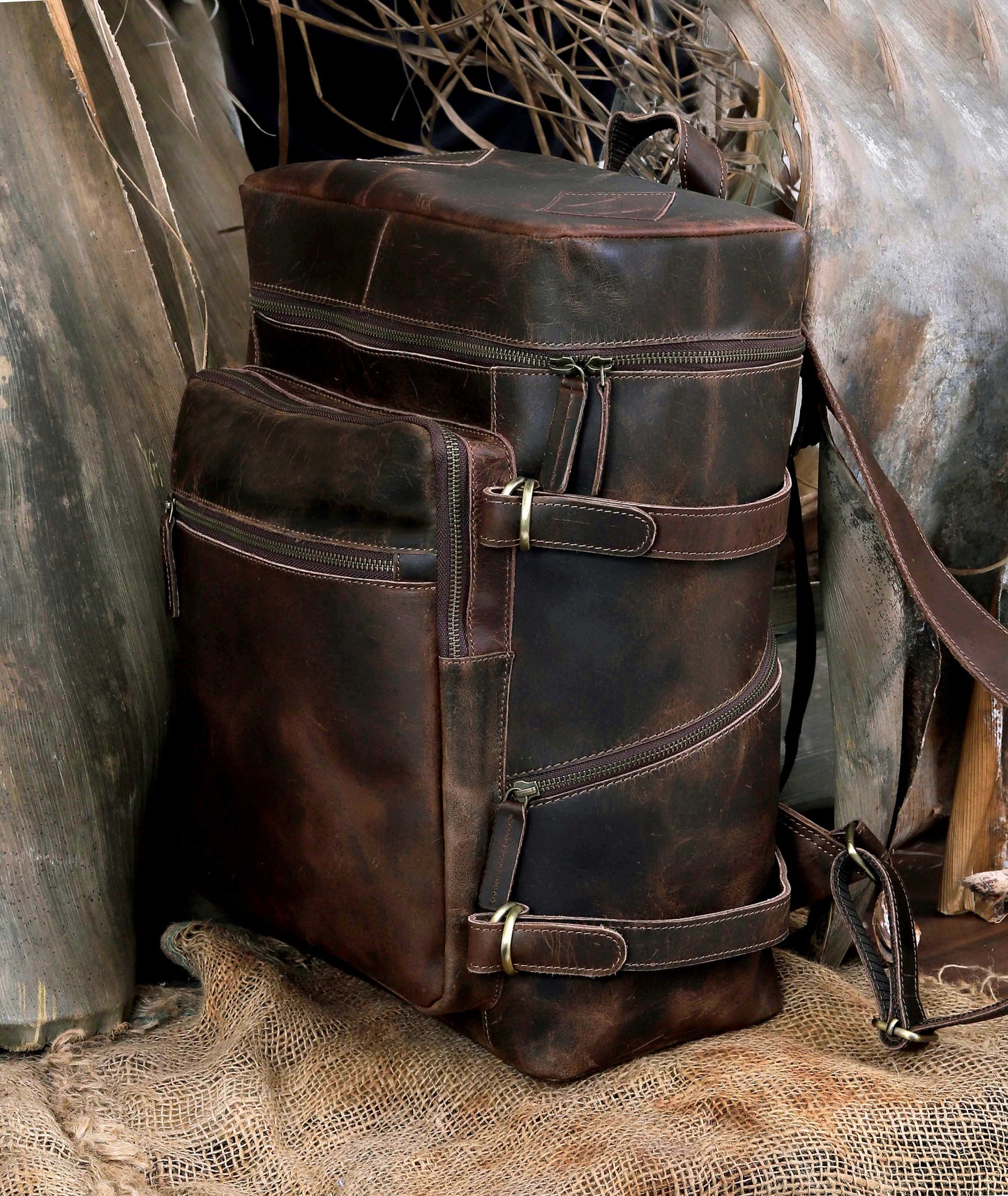Retro Leather buffalo backpack