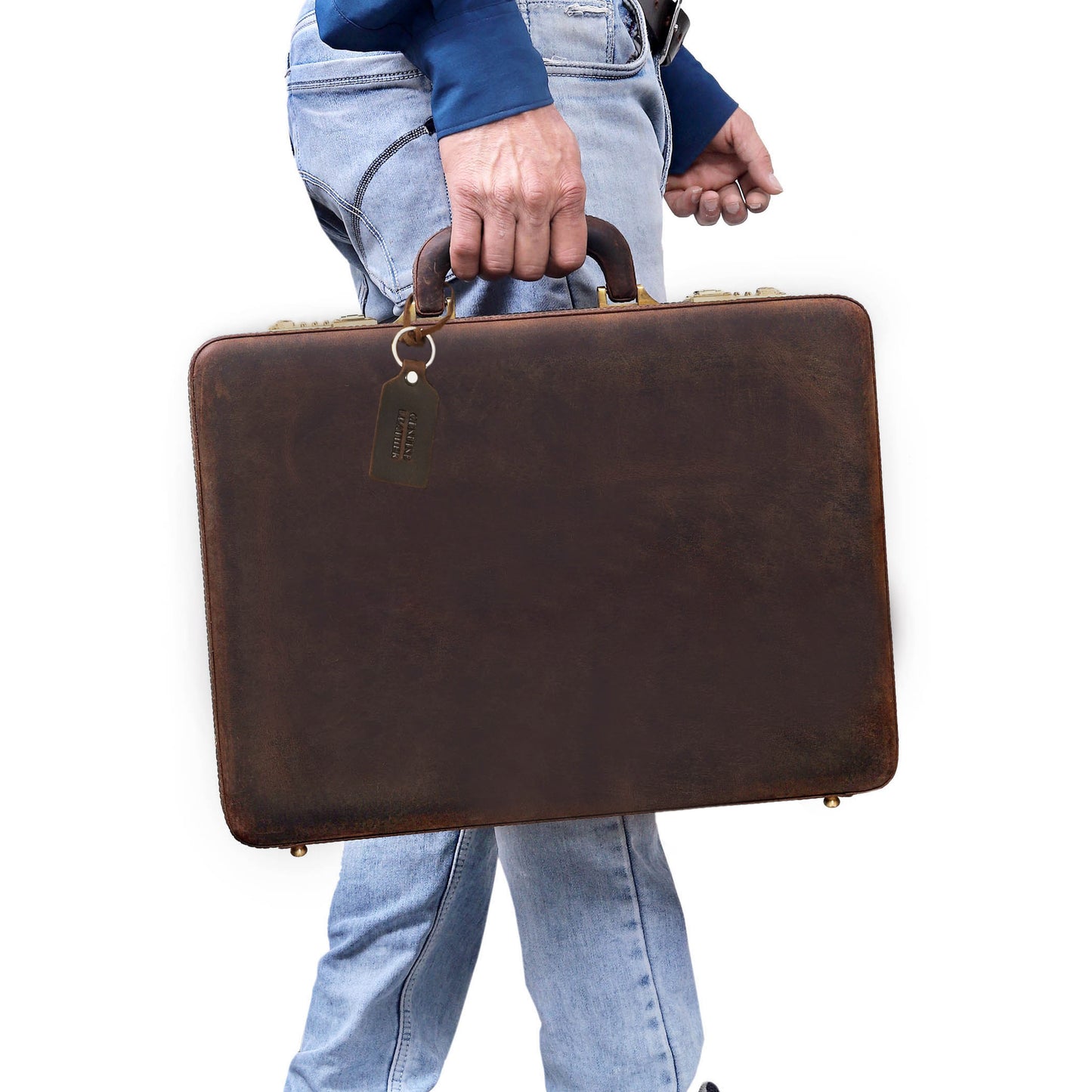 The Vintage Buffalo Leather hard shell attaché Case Briefcase