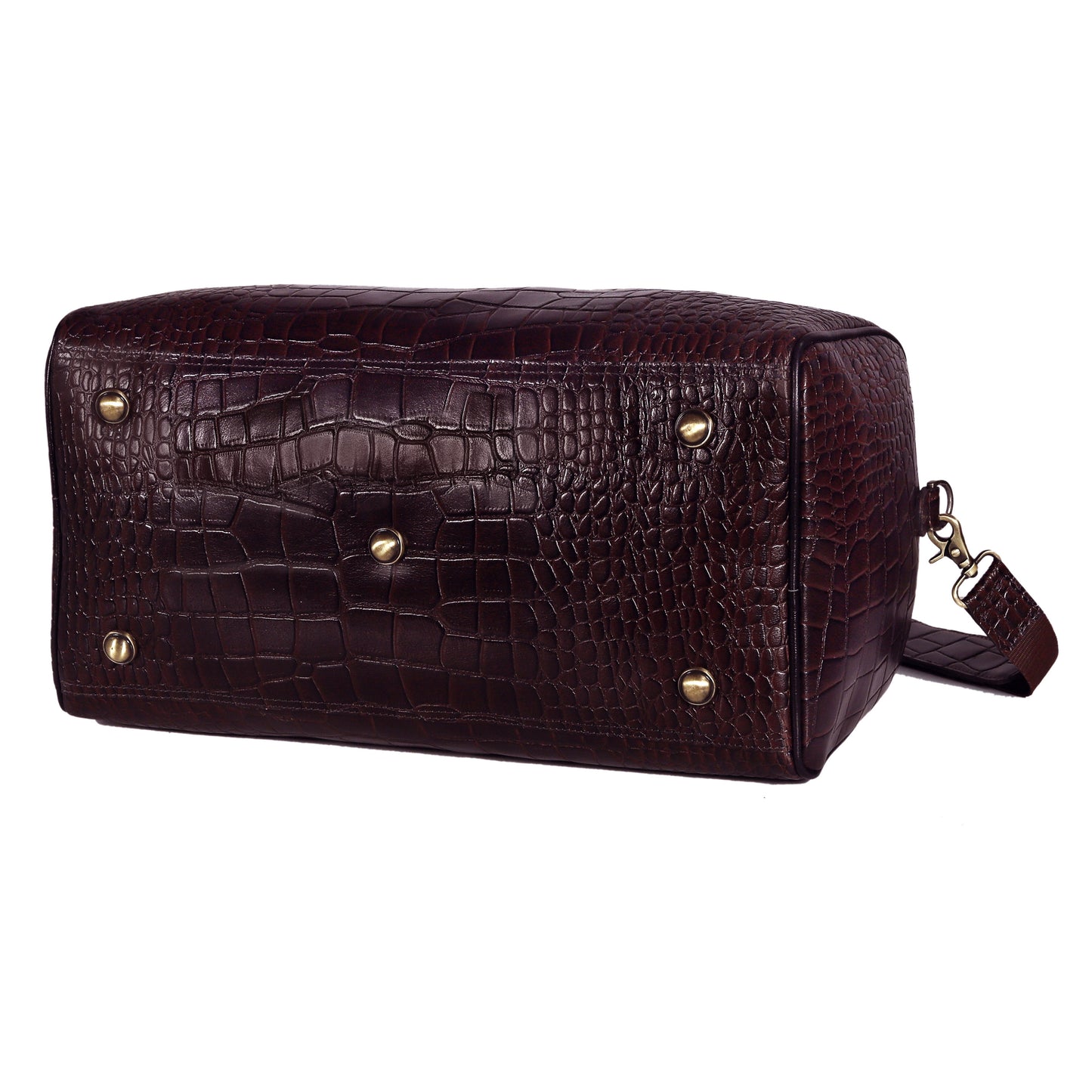 The Noir Croc Leather Duffle Bag
