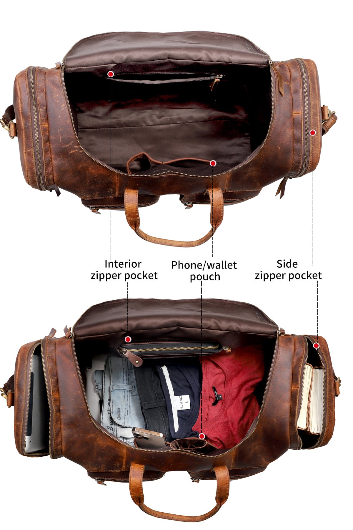 Vintage Radiant Buffalo Leather Duffle Bag