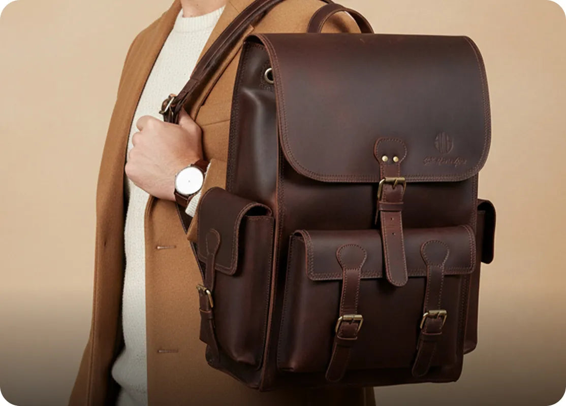 Buffalo Leather Duffle Bag & Backpack Combo