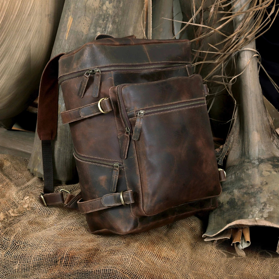 Retro Leather buffalo backpack