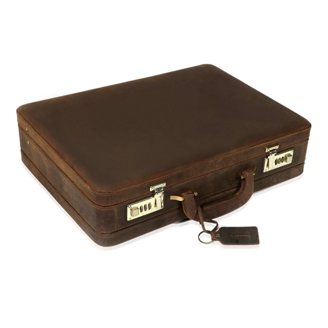 The Vintage Buffalo Leather hard shell attachéd Case Briefcase