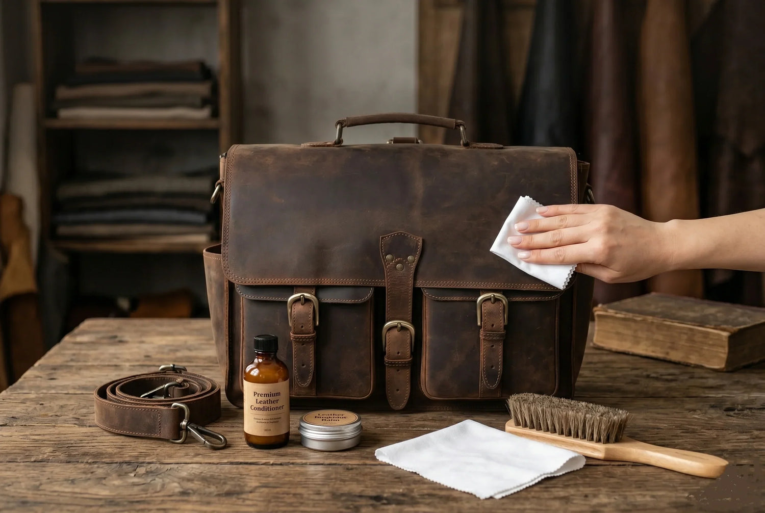 Buffalo Leather Messenger Bag