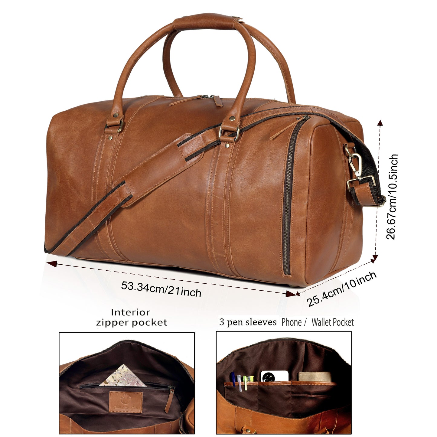 Full Grain Buffalo Leather Duffel Bag for Men