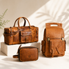 Buffalo Leather Duffle, Backpack & Toiletry Bag Combo