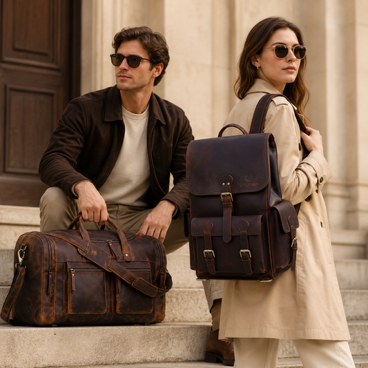 Buffalo Leather Duffle Bag & Backpack Combo