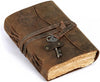 Vintage Key Leather Journal with Compass Embossed