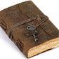 Vintage Key Leather Journal with Compass Embossed