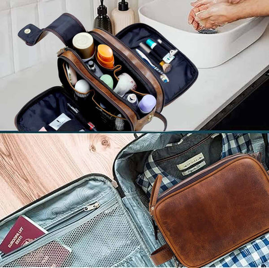 Leather Dopp Kit Toiletry Bag