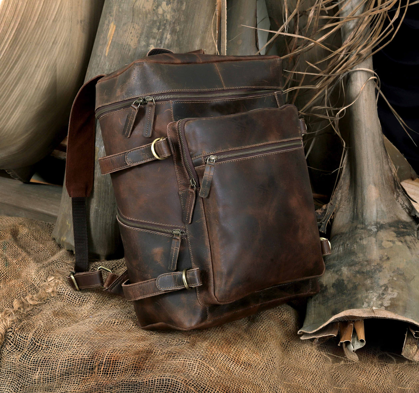 Retro Leather buffalo backpack