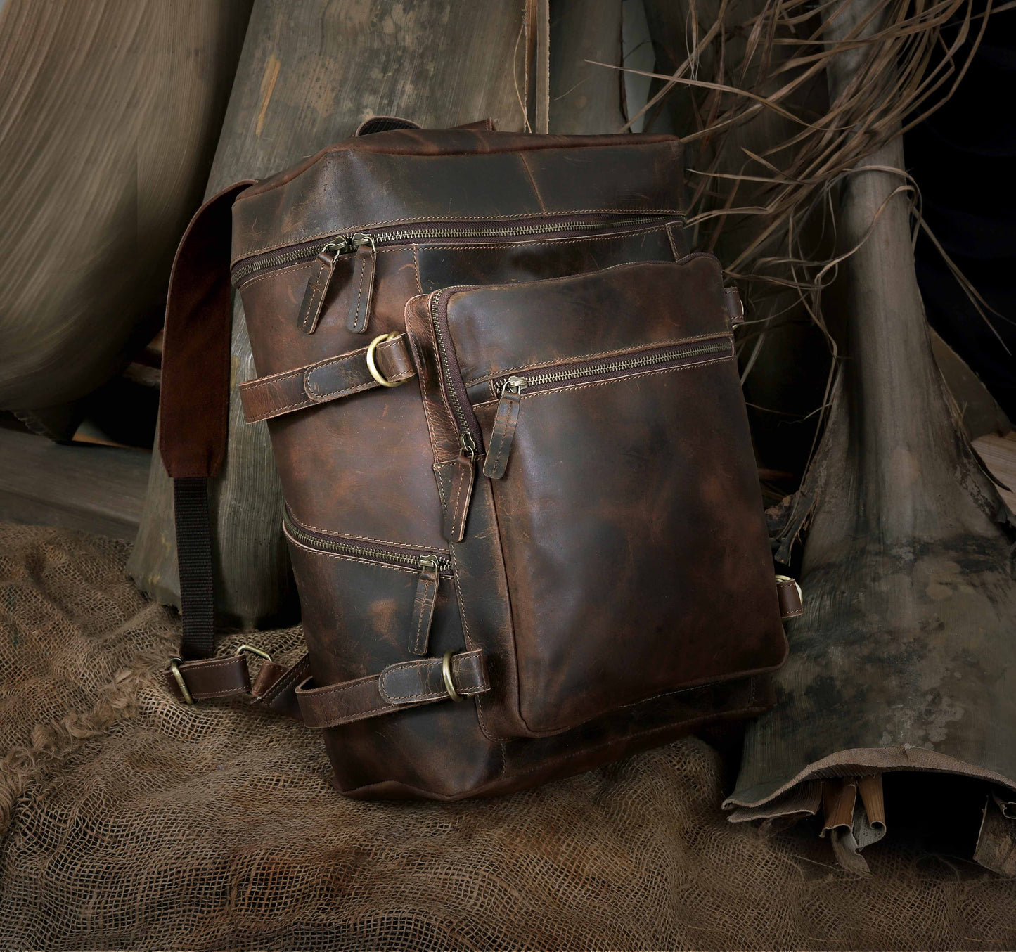Retro Leather buffalo backpack