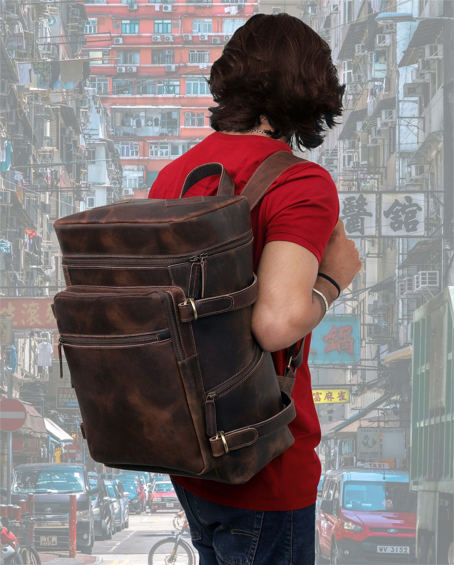 Retro Leather buffalo backpack