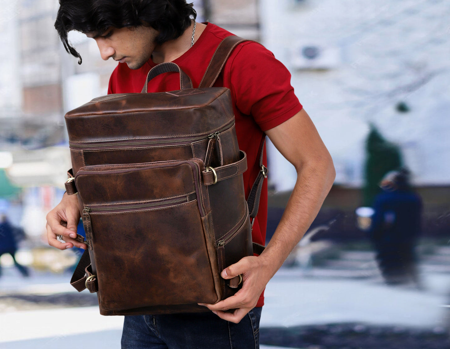 Retro Leather buffalo backpack