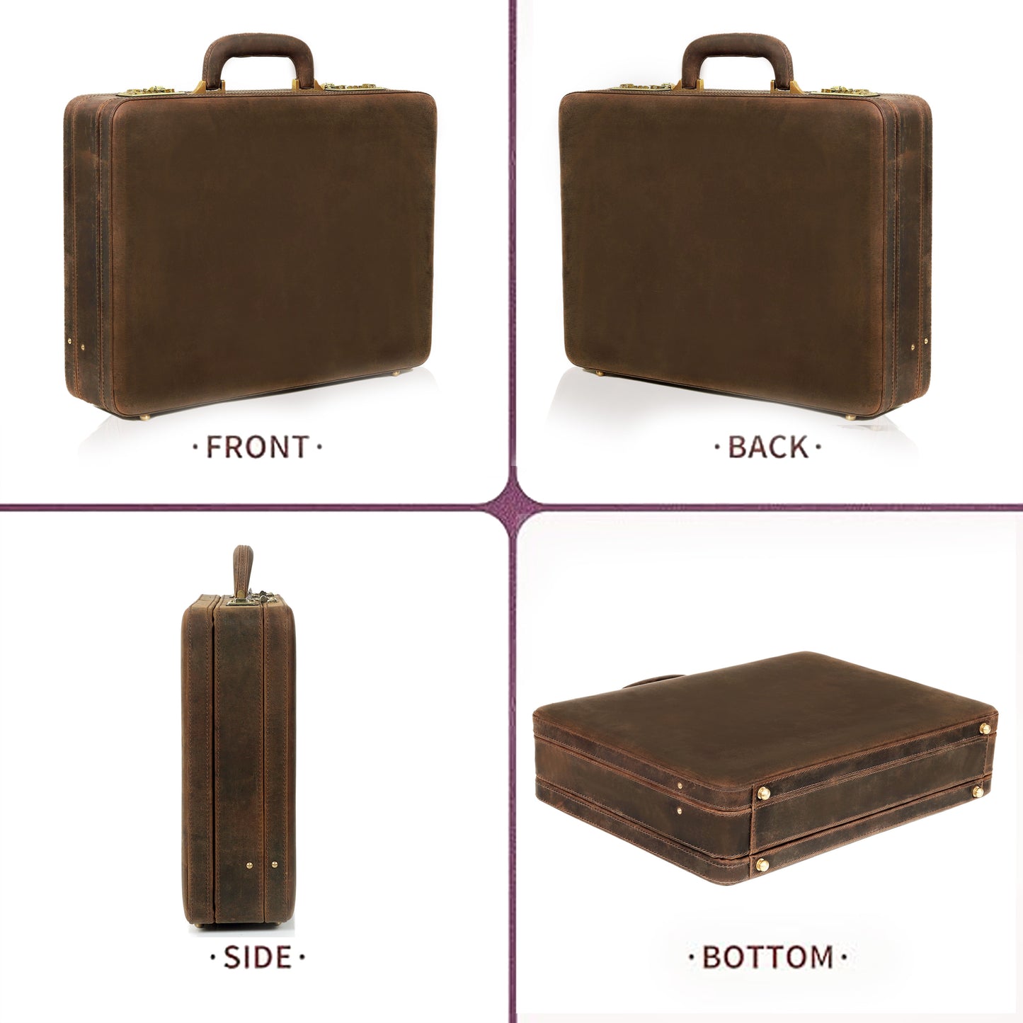 The Vintage Buffalo Leather hard shell attaché Case Briefcase