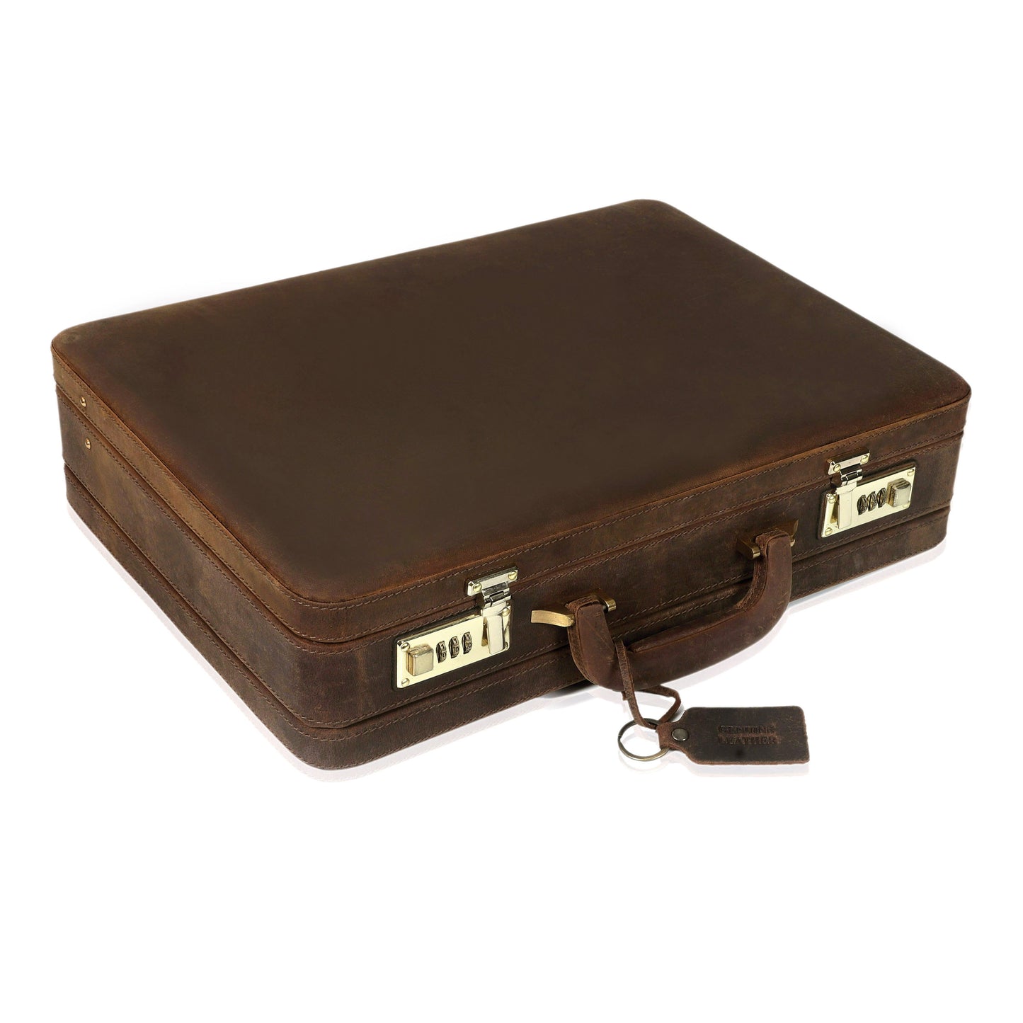 The Vintage Buffalo Leather hard shell attaché Case Briefcase
