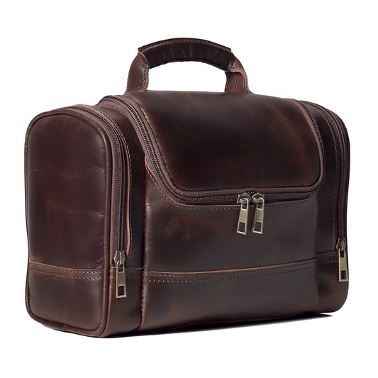 Full Grain Hunter Leather Toiletry Bag