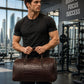 The Noir Croc Leather Duffle Bag