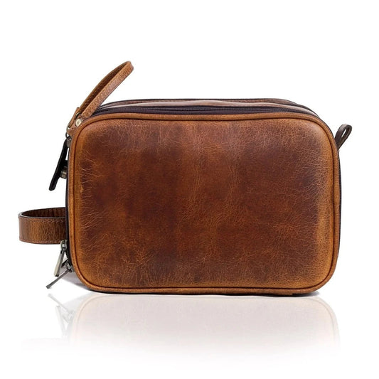 Leather Dopp Kit Toiletry Bag