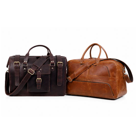 Leather Duffle and Briefcase Bag Combo