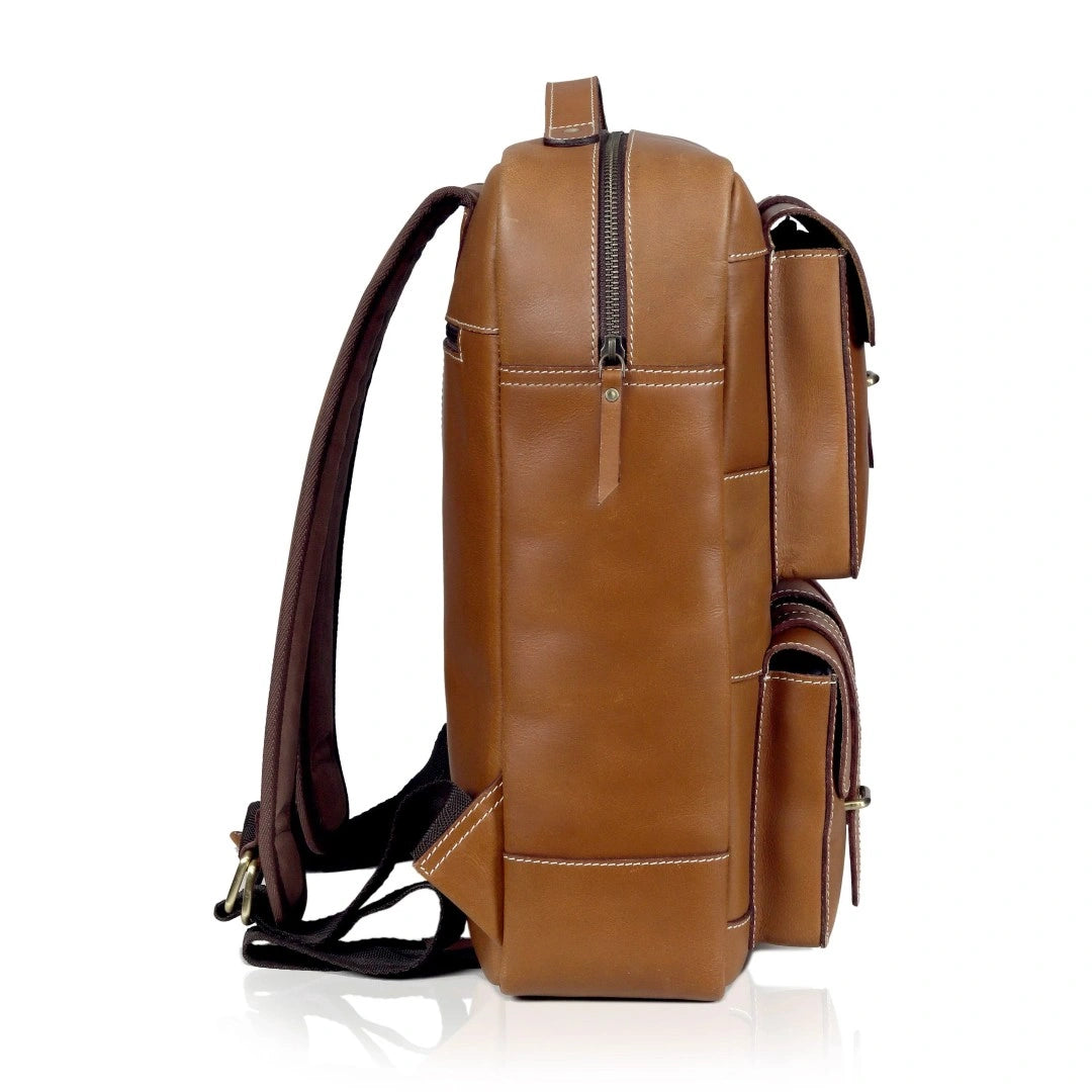 buy online leather backpack 15" Brown Full Grain Leather Backpack | Pure Buffalo Leather Office, Travel Bag