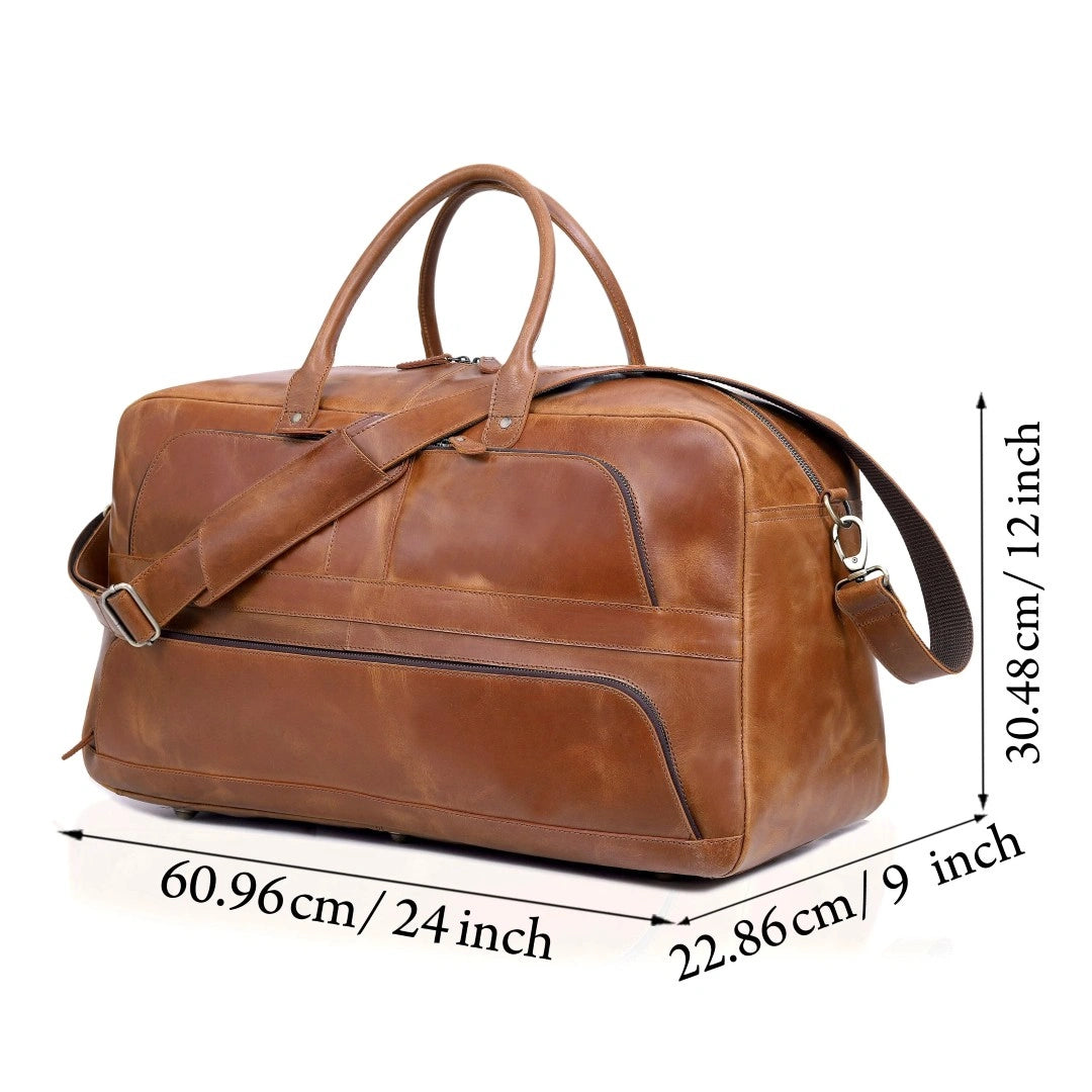 best business travel duffel bag Leather Duffle Bag for Men | Premium Weekender Travel Bag