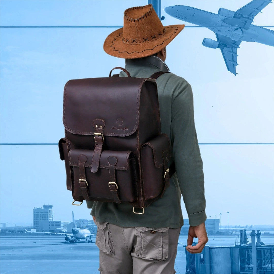 classic leather backpack men 17" Classic Leather Backpack Men | Full Grain Buffalo Leather Travel, Laptop Bag