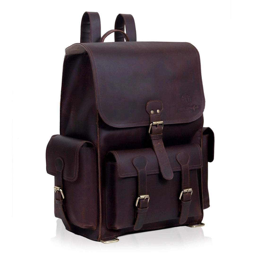 black vs brown leather backpack 17" Classic Leather Backpack Men | Full Grain Buffalo Leather Travel, Laptop Bag