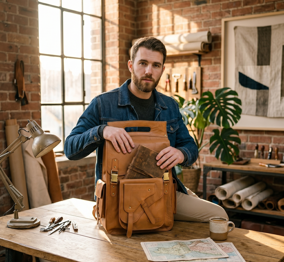 buffalo leather backpack for men Alpine Full-Grain Hunter Leather Goods known for its durability and unique grain patterns Best Leather Backpack For Men