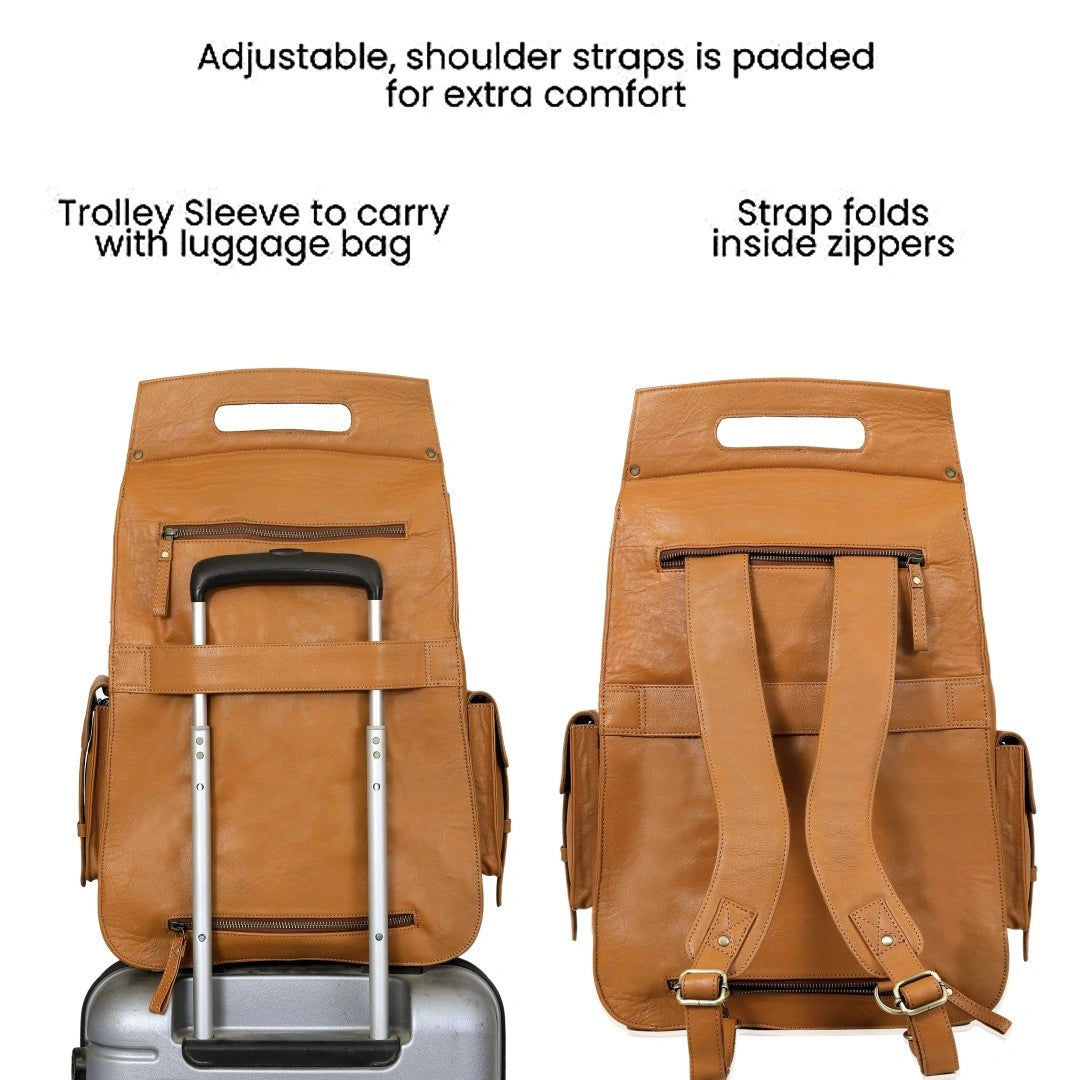 buffalo david britain bags backpack leather Premium Buffalo Leather Daypack| Leather Laptop Backpack