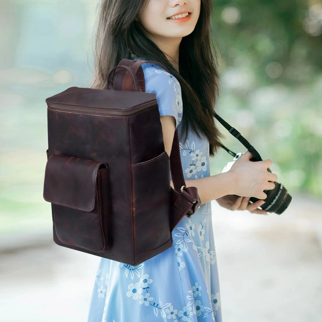 Buffalo Leather Backpack | Vintage Leather Travel Backpack