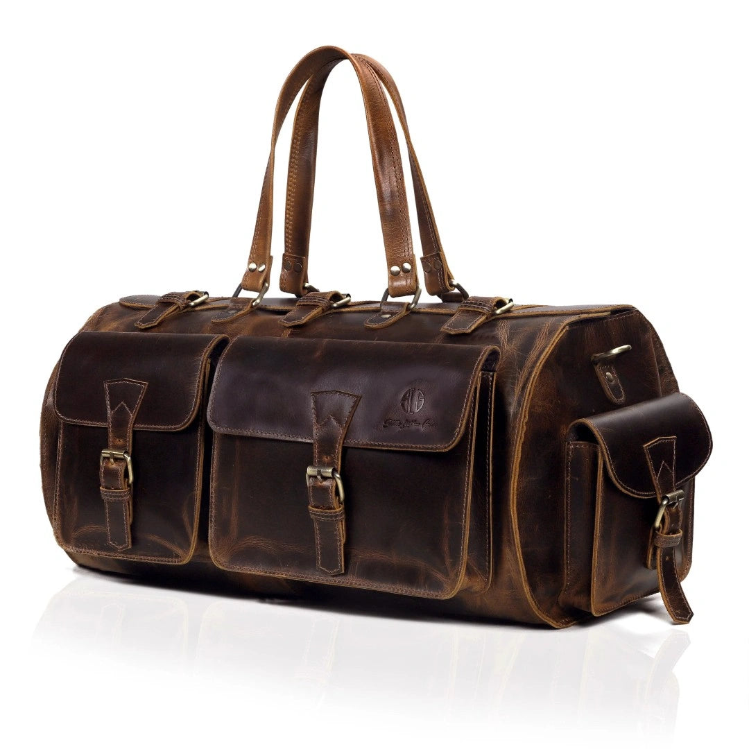 Best Luxurious Leather Travel Duffle Bag Men 20