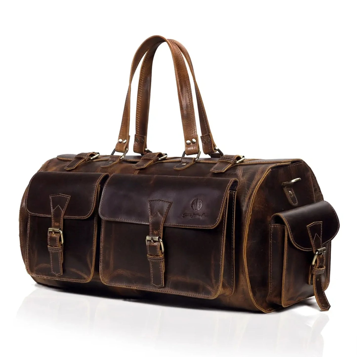 leather gear bag Best Luxurious Leather Travel Duffle Bag Men 20" | Elegant Overnight Bag