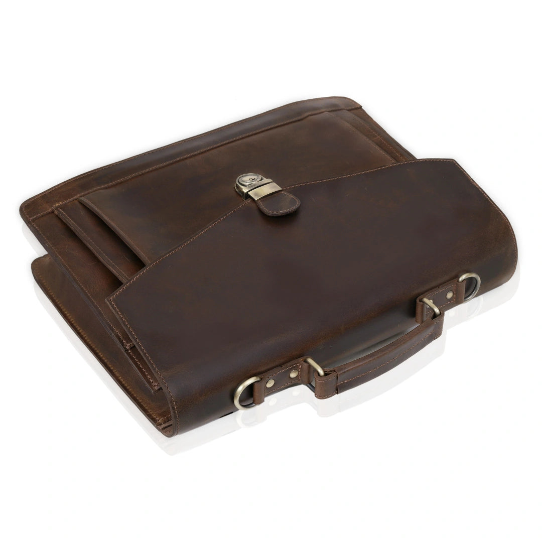 Genuine Top Grain Leather Messenger Bag – Brown – Handbag Shoulder Cross Body Briefcase – Daviscase