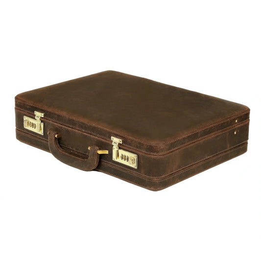 The Vintage Buffalo Leather hard shell attaché Case Briefcase